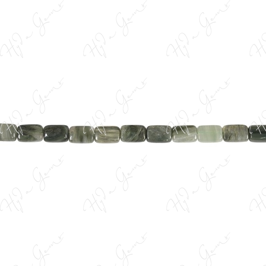 Green Rutlie Quartz Flat Rectangle Beads