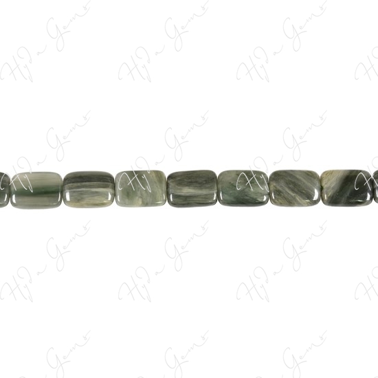 Green Rutlie Quartz Flat Rectangle Beads