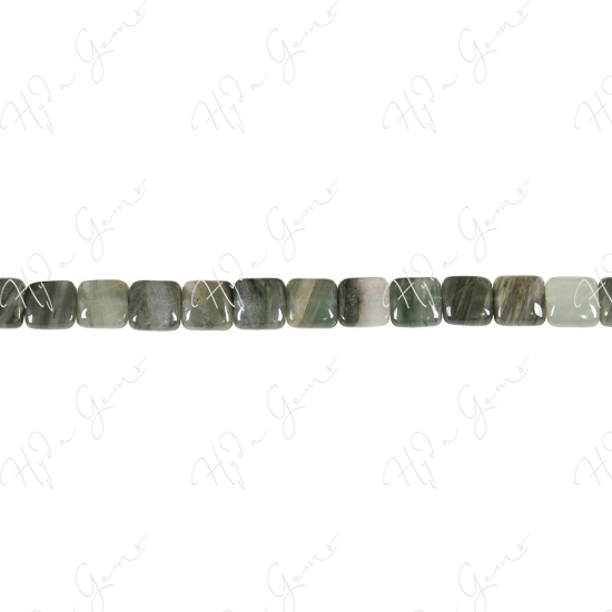 Green Rutlie Quartz Flat Square Beads