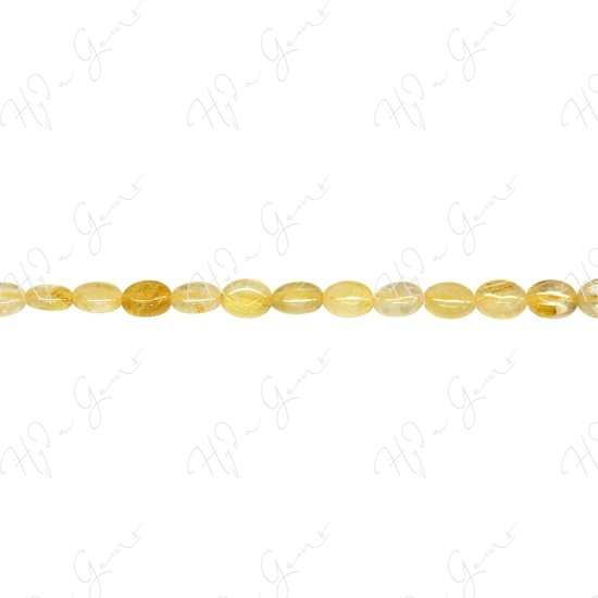 Rutile Quartz Flat Oval Beads