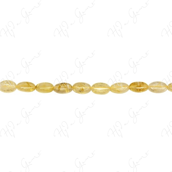 Rutile Quartz Flat Oval Beads