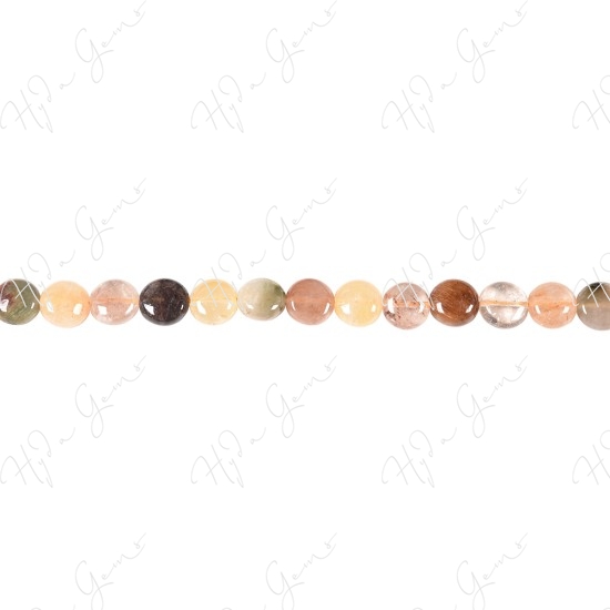 Multi Rutile Quartz Coin Beads