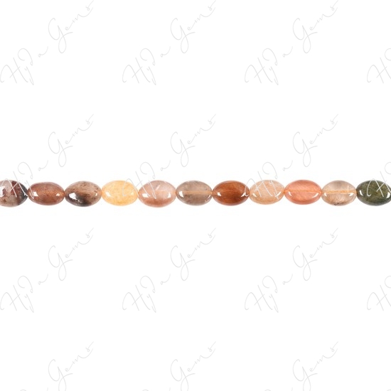 Multi Rutile Quartz Flat Oval Beads