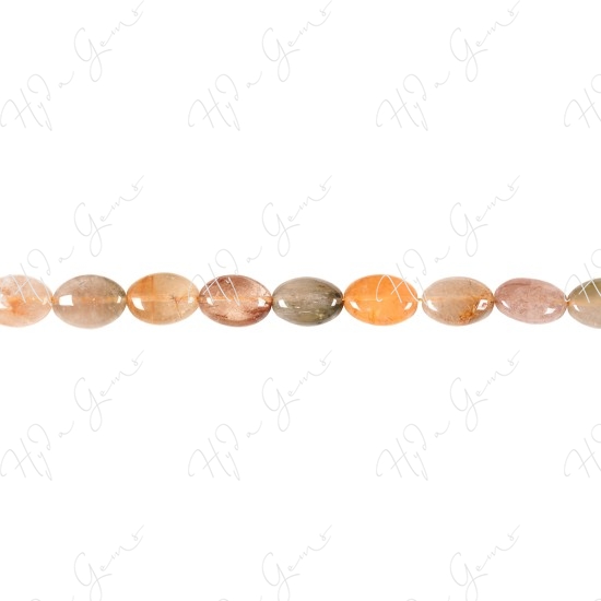 Multi Rutile Quartz Flat Oval Beads