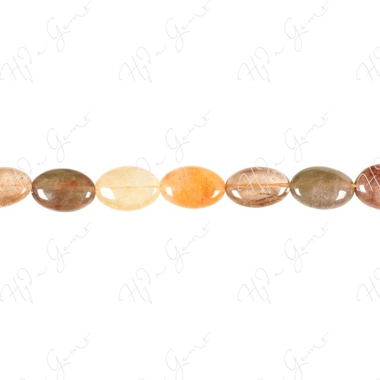 Multi Rutile Quartz Flat Oval Beads