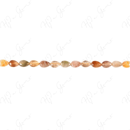 Multi Rutile Quartz Pear Beads