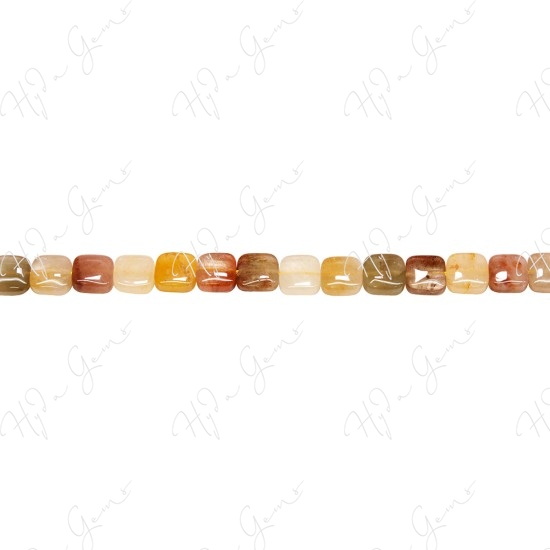 Multi Rutile Quartz Flat Square Beads