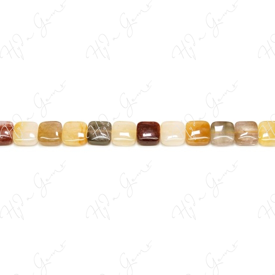 Multi Rutile Quartz Flat Square Beads