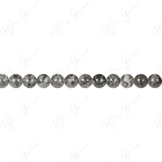 Grey Crazy Agate Round Beads