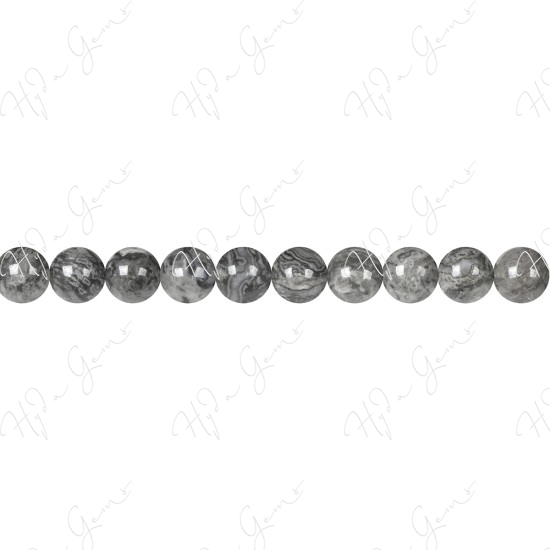 Grey Crazy Agate Round Beads