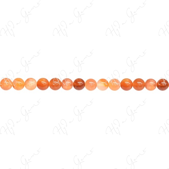 Orange Chalcedony Round Beads