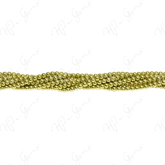 Hematine Carat Gold Color Plated Round Beads