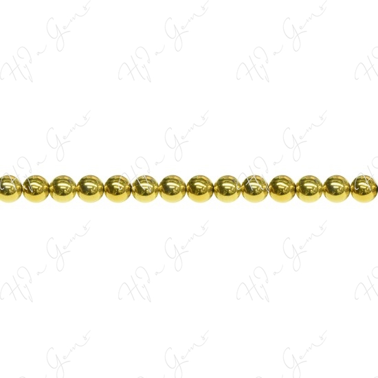 Hematine Gold Color Plated Round Beads