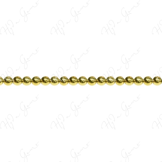 Hematine Gold Color Plated Round Beads