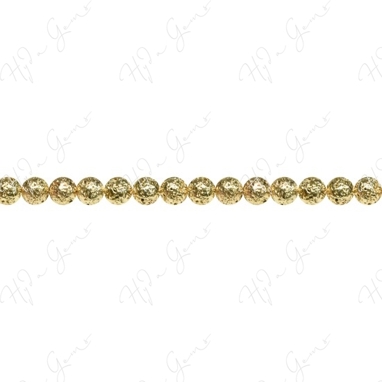 Lava Stone Carat Gold Color Plated Round Beads