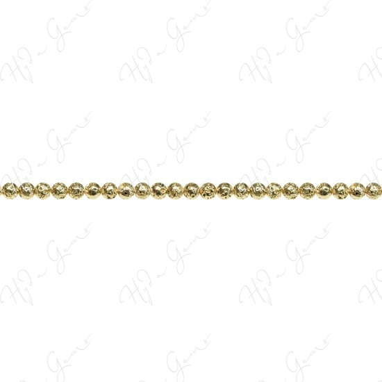 Lava Stone Carat Gold Color Plated Round Beads