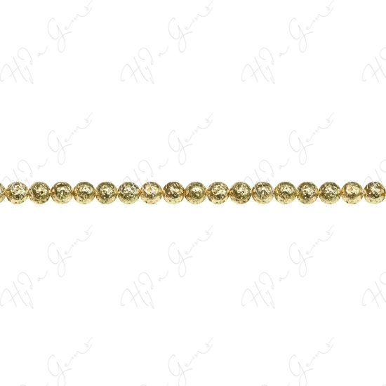 Lava Stone Carat Gold Color Plated Round Beads