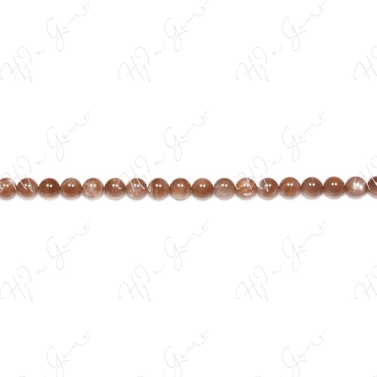 Brown Moonstone Round Beads (2A)