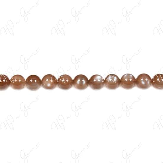 Brown Moonstone Round Beads (2A)