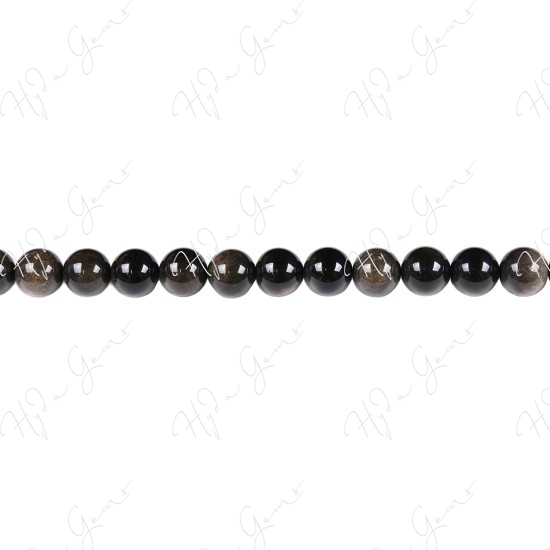 Golden Obsidian Round Beads