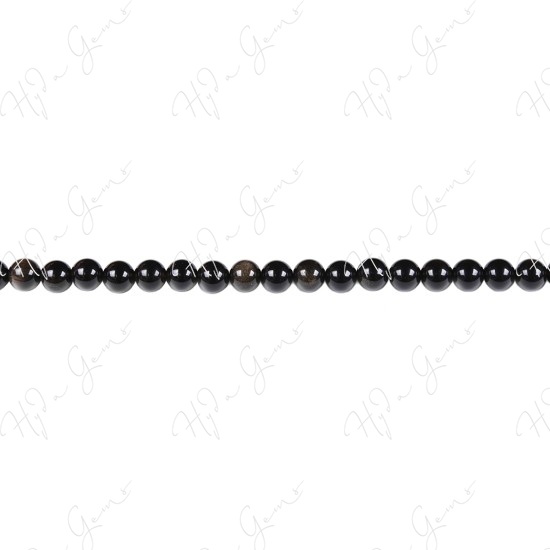 Golden Obsidian Round Beads