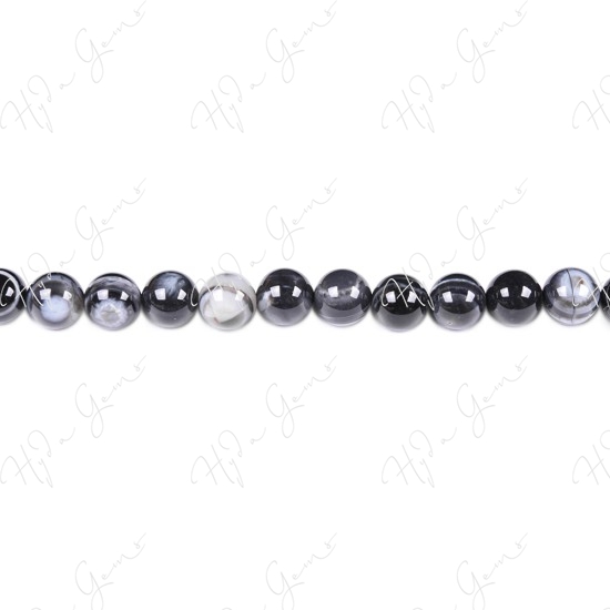 Black Striped Agate Round Beads