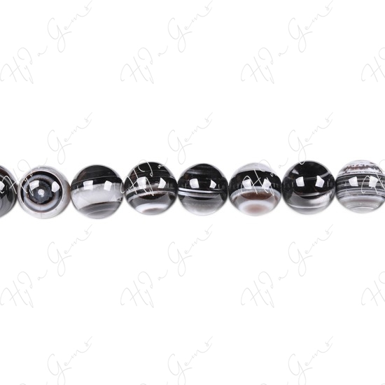 Black Striped Agate Round Beads