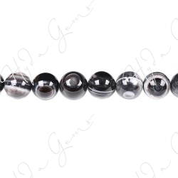 Black Striped Agate Round Beads