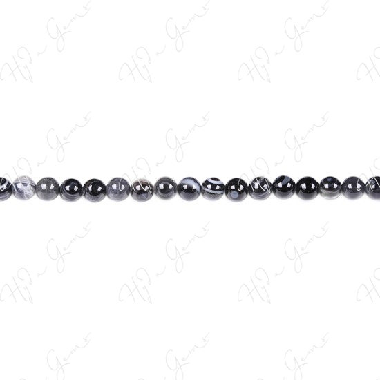 Black Striped Agate Round Beads