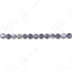 Matte Black Striped Agate Round Beads