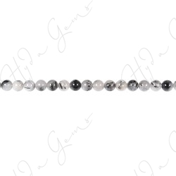 Black Rutile Quartz Round Beads