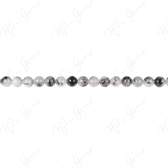 Black Rutile Quartz Round Beads