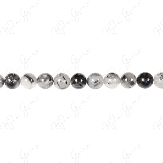 Black Rutile Quartz Round Beads