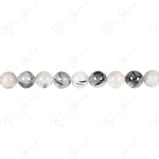 Black Rutile Quartz Round Beads