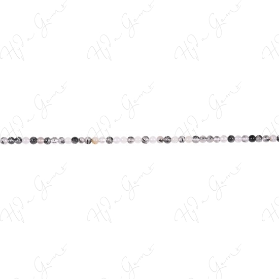 Black Rutile Quartz Round Beads