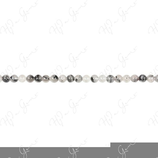 Black Rutile Quartz Round Beads